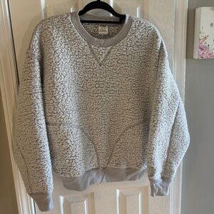 PINK Crewneck Sherpa Sweatshirt Grey Sz S